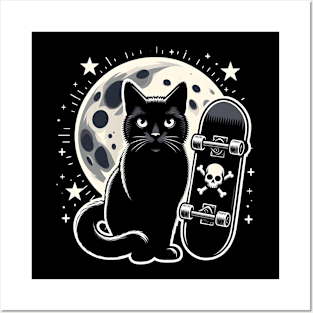 Skateboard cat Posters and Art